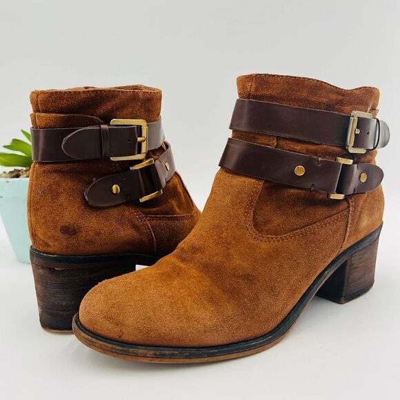 Franco Sarto Women's Linden Block Heel Brown Bootie Size 7 - Picture 2 of 12